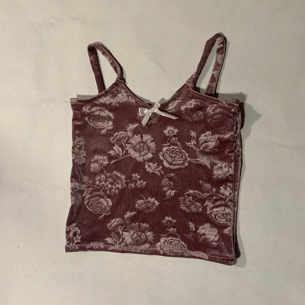 Velvet floral top with a white bow - Picture 2 of 3